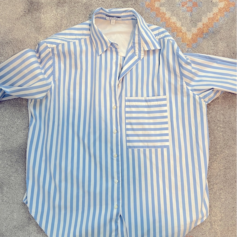 AYR Deep End Blue and White Striped Button Down